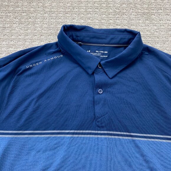 Under ARMOUR Golf Shirt Men 2XL Navy Blue Edmonton Oil Kings Hockey Activewear - Picture 3 of 12